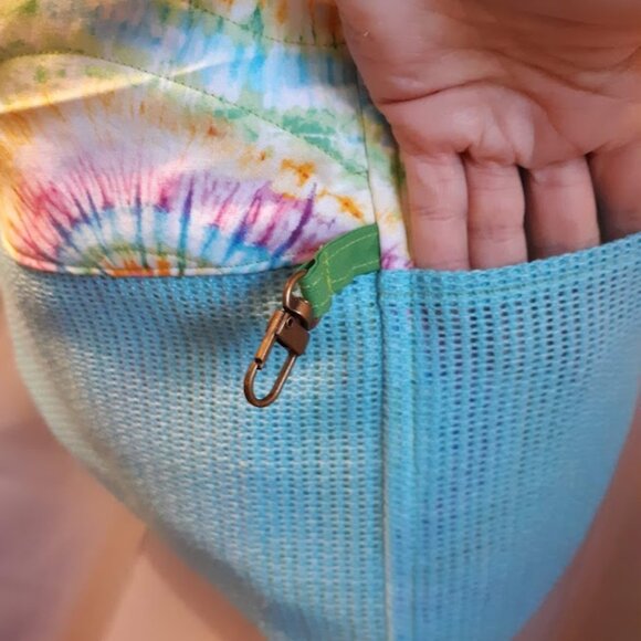 New Double Handle Backpack Carry All Blue Pink Rainbow Tie Water resistant liner - Picture 6 of 8